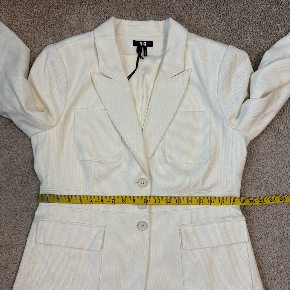 PAIGE Shania Peak Lapel Blazer Ivory Tonal 12 - Picture 11 of 12